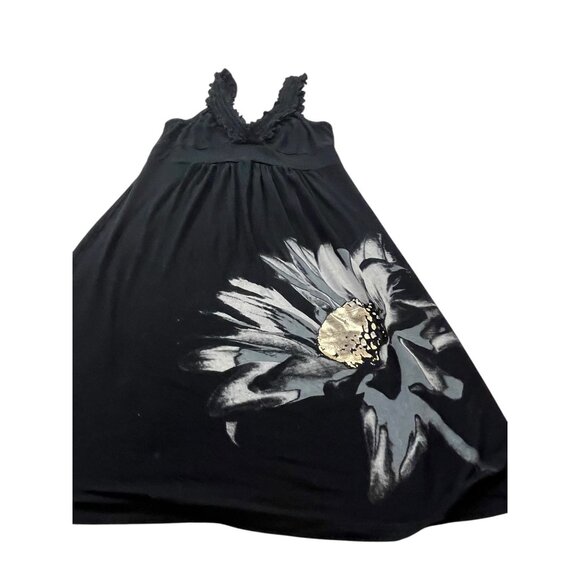 Moa Moa Y2K Dress Womens Medium Black Floral Sleeveless Whimsigoth Dark Cottage - Picture 2 of 9